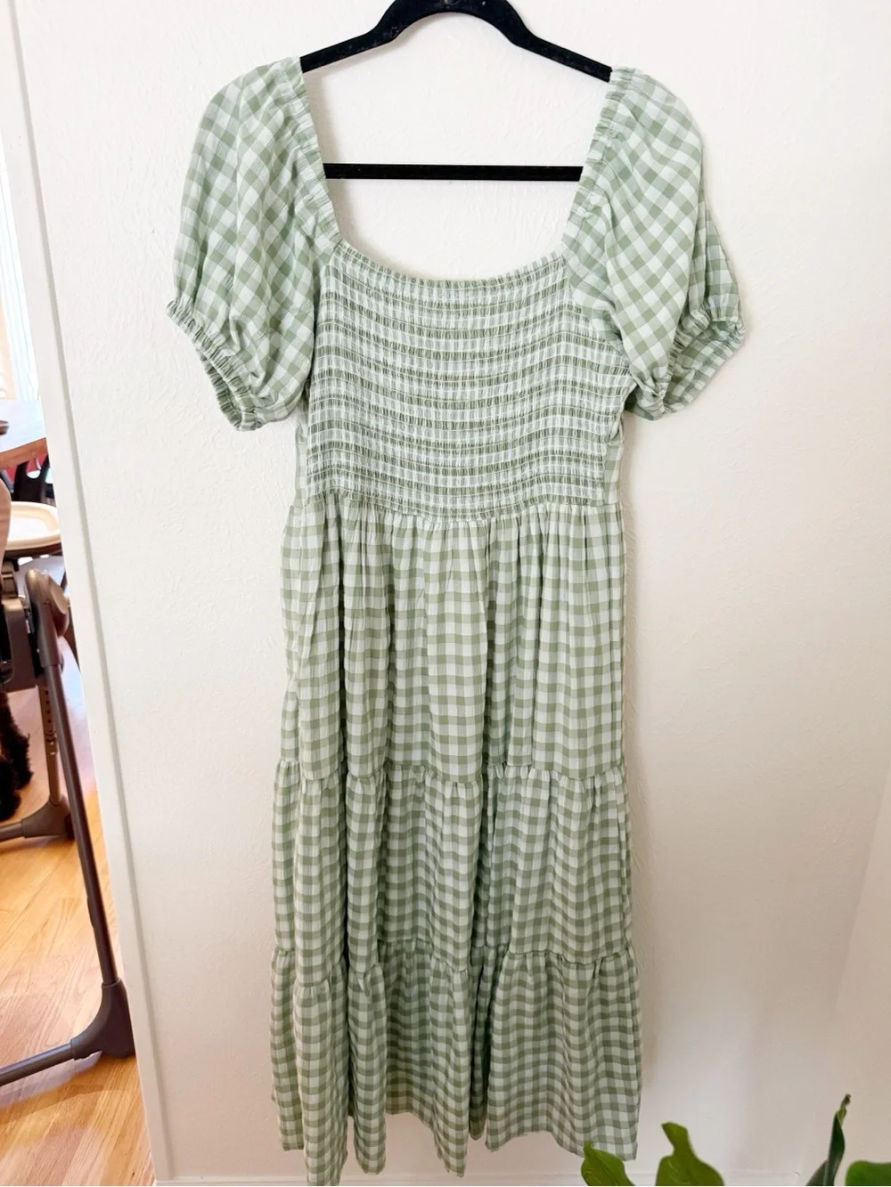 Shop Stevie Gingham Smocked Dress Sz M - Picture 3 of 7